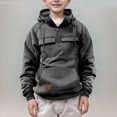 thumbnail image 3 of Efsteb Boys Sweatshirts Comfy Half Zip Hooded Sweatshirt Drawstring Long Sleeve Tops Cute Tops Solid Color Loose Fashion Casual Pullover (Dark Gray,7 Years), 3 of 7