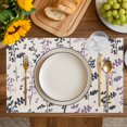 thumbnail image 4 of Purple Grey Botanical Placemats Set of 4, Rustic Country Spring Floral Summer Leaf Placemats for Dining Table, Place Mats for Kitchen Tabletop, Waterproof Wipeable Dining Table Mats Set, 4 of 9