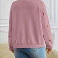 thumbnail image 4 of Women's Fall Winter Heart Pattern V-Neck Casual Simple Style Cardigan Sweater Open Front Long Sleeve Knit Wrap Winter Clothes,Pink,Size L, 4 of 4