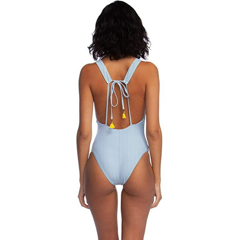 Lucky Brand Front Keyhole One Piece Swimsuit, Blue//Santa Margarita,XS 
