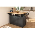 thumbnail image 4 of K&K 56” Black Rolling Kitchen Island Cart with Drop Leaf & Power Outlets - Dining Table for Kitchen & Small Spaces, 4 of 53