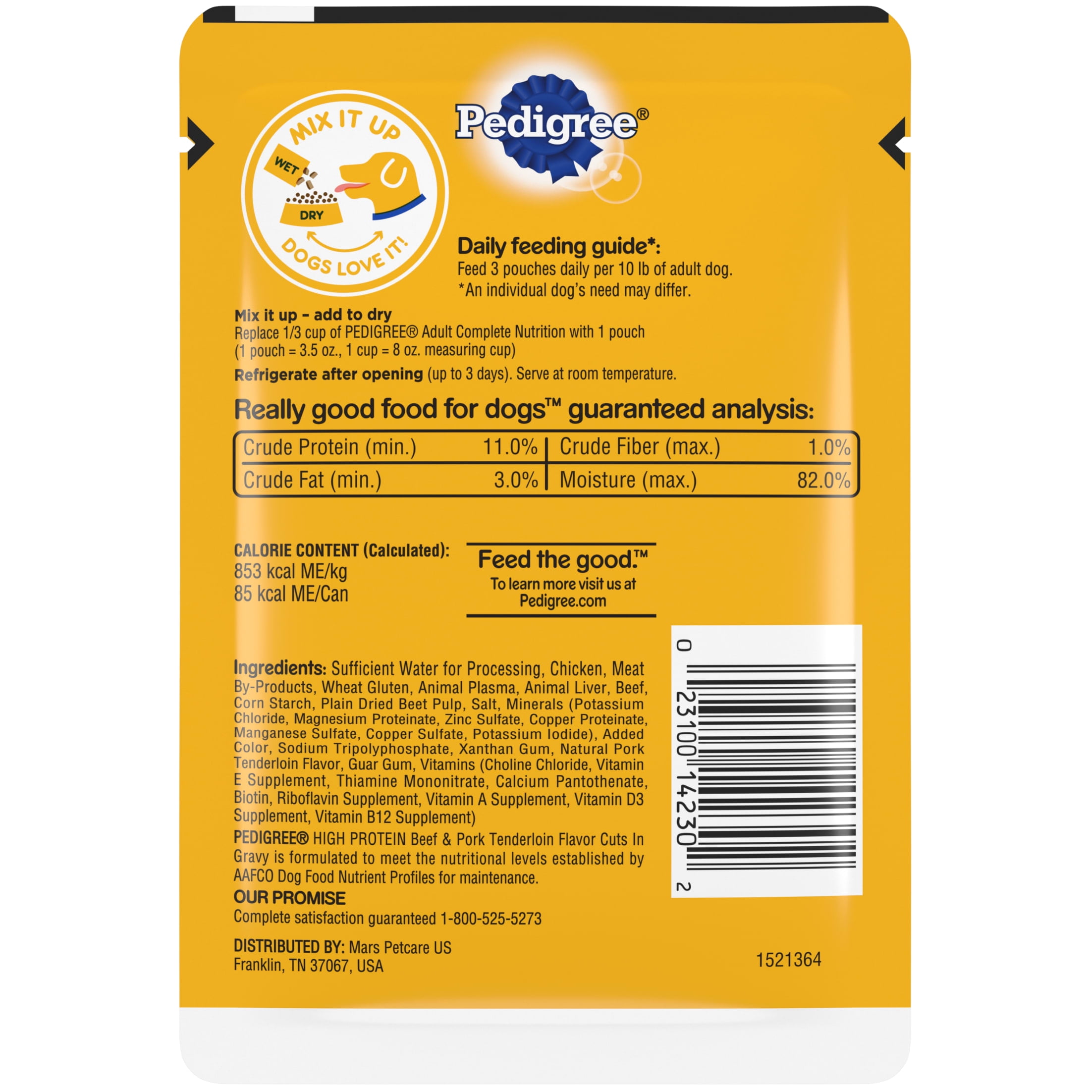 (4 pack) Pedigree High Protein Dog Food Wet Pouches, Beef & Pork Tenderloin, 3.5 oz. Pouches, 16 Count