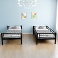 thumbnail image 3 of Twin Over Twin Metal Bunk Bed with Ladder & High Guardrail,Heavy Duty Metal Bed Frame,Convertible Into 2 Beds,Space-Saving,Noise Free,Black, 3 of 5