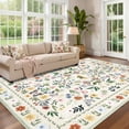 thumbnail image 6 of Washable Area Rug 8x10ft, Low-Pile Non-Slip Boho Floral Rug - Stain-Resistant Indoor Carpet for Living Room, Bedroom, Farmhouse, Playroom, 6 of 17