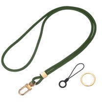 Uxcell Long Strap ID Card Holder Keychains 1Set Green