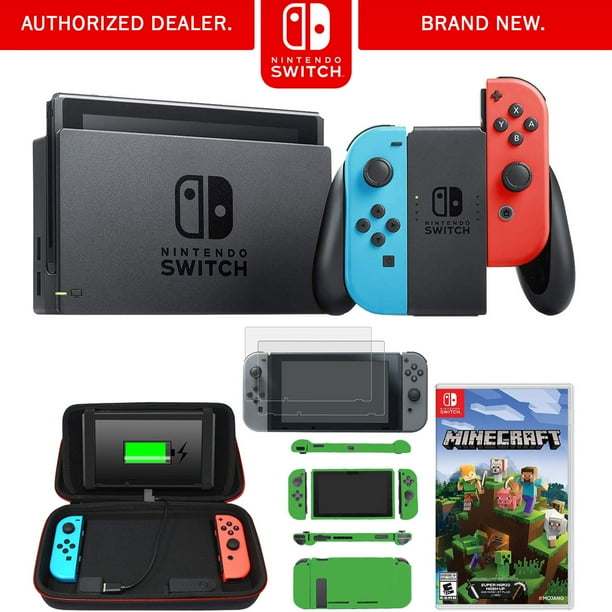Nintendo Switch 32 Gb Console With Neon Blue And Red Joy Con Minecraft And Case Bundle Walmart Com Walmart Com