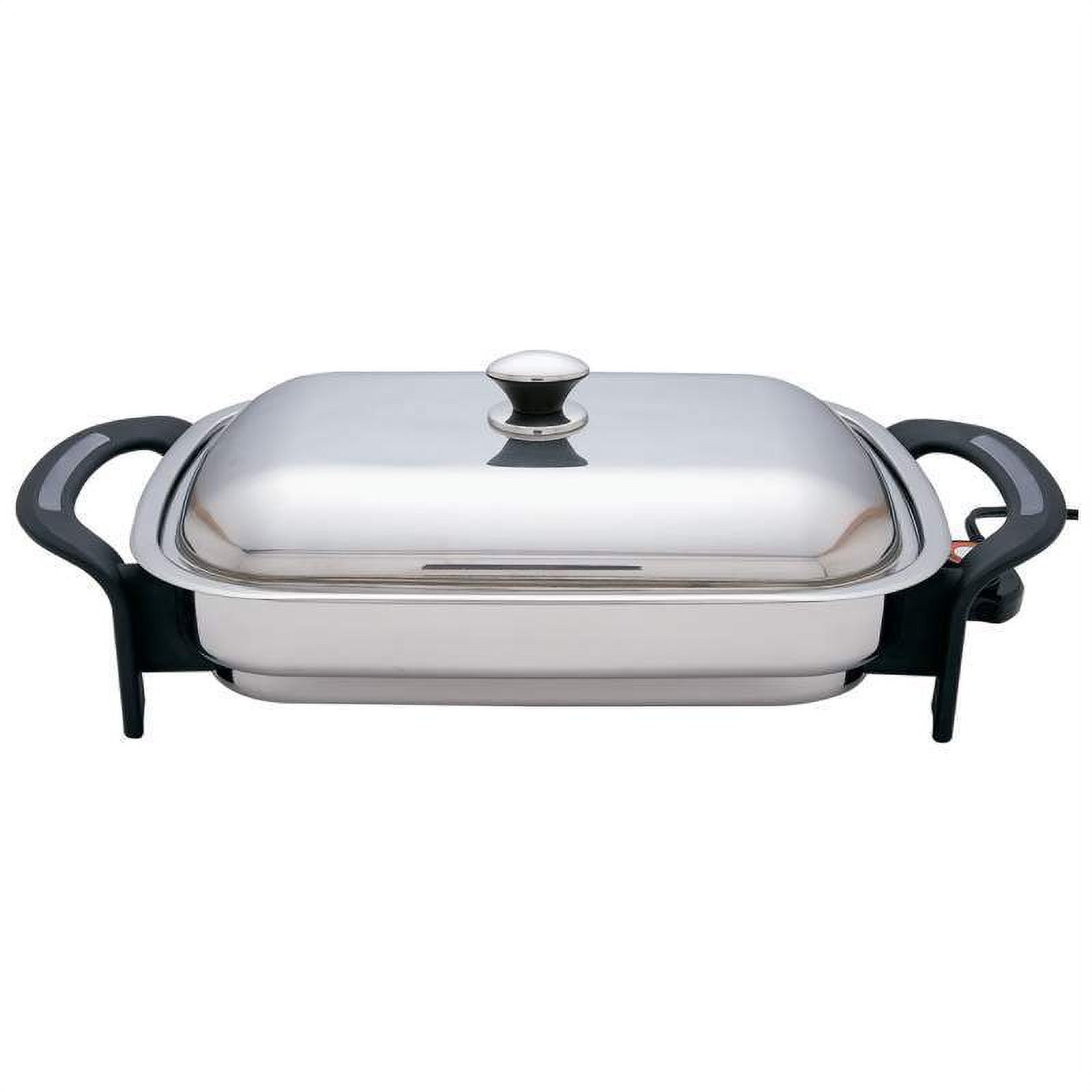 GE 15-Inch Rectangular Stainless Steel Non-Stick Electric Skillet