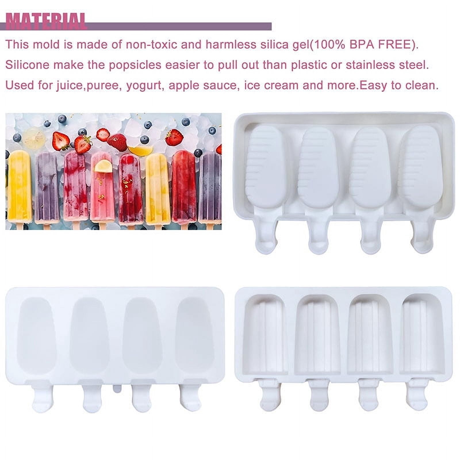 Popsicle Silicone Mold Reusable Food Grade Frozen Ice Cream Dessert Cakesicle Moulds Ice Pop  Molds for Baking 50 Wooden Sticks