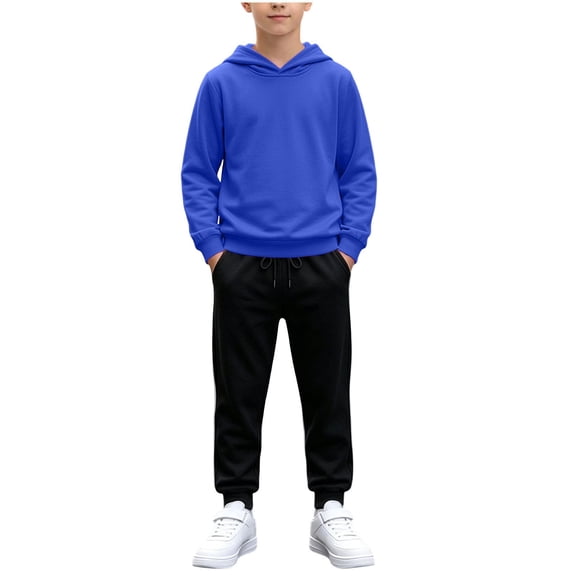 Cethrio Boys Athletic Outfit Sets, 2 Piece Casual Long Sleeve Running Boys' Activewear Blue Size 14