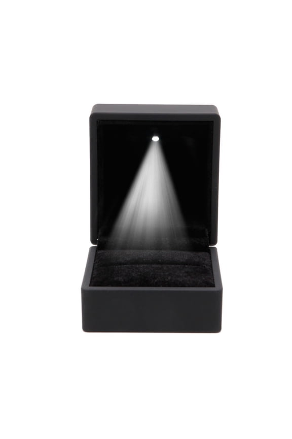 Wedding Gift Engagement Pendant Case With LED Light Engagement Ring Box Earrings Case Jewelry Ring Box LED Light Ring Box BLACK