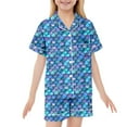 thumbnail image 4 of LUOGENLI Girls Pajamas Size 6-27 Toddler Girls' Gradient Fish Scale Print Pajama Set 2 Piece Summer Short Sleeve Ps Girls Pajamas Size 10-32 Dark Blue Size 4-5 Years, 4 of 4
