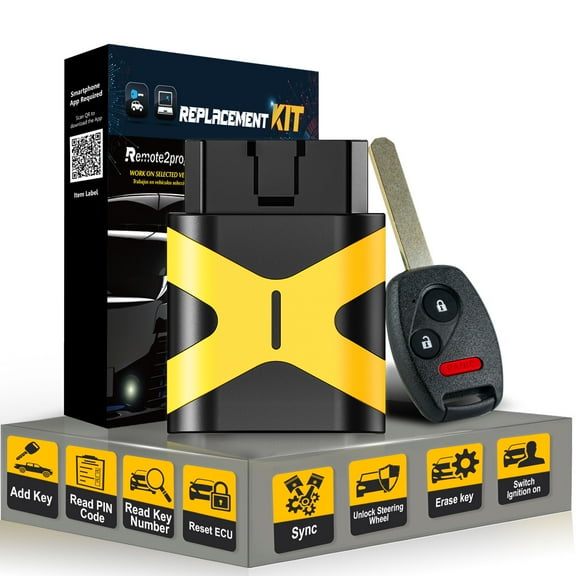 DIY Programmable Key Kit Uncut Car Key Fob Replacement for Honda with CWTWB1U545