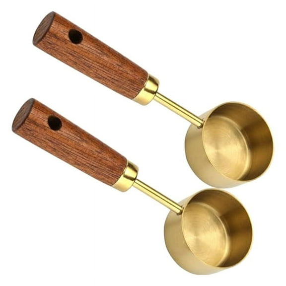 Stainless Steel Coffee Scoop for Ground Coffee, 15ml Measuring with Woodle Handle Spoons-A
