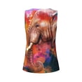 thumbnail image 5 of Xecao Oil Paintings of Elephants print women's scoop neck, loose-fit workout tank tops for the gym., 5 of 9