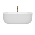 thumbnail image 3 of Juliette 67 Inch Freestanding Bathtub in White with Shiny White Trim and Floor Mounted Faucet in Brushed Gold, 3 of 7