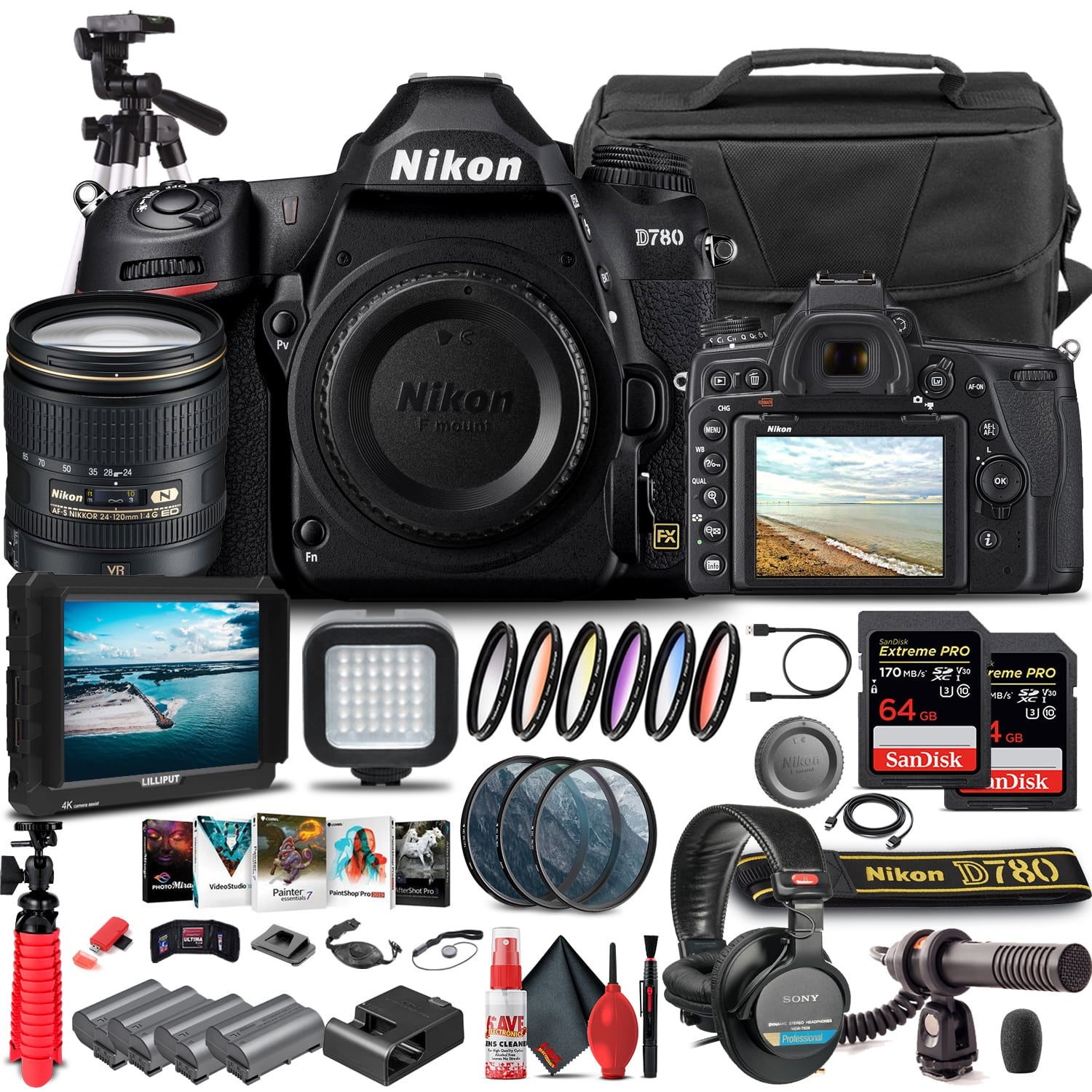 Nikon D780 DSLR Camera 24.5MP Full Frame with 24-120mm Lens 4K Video Pro Bundle (International Model)