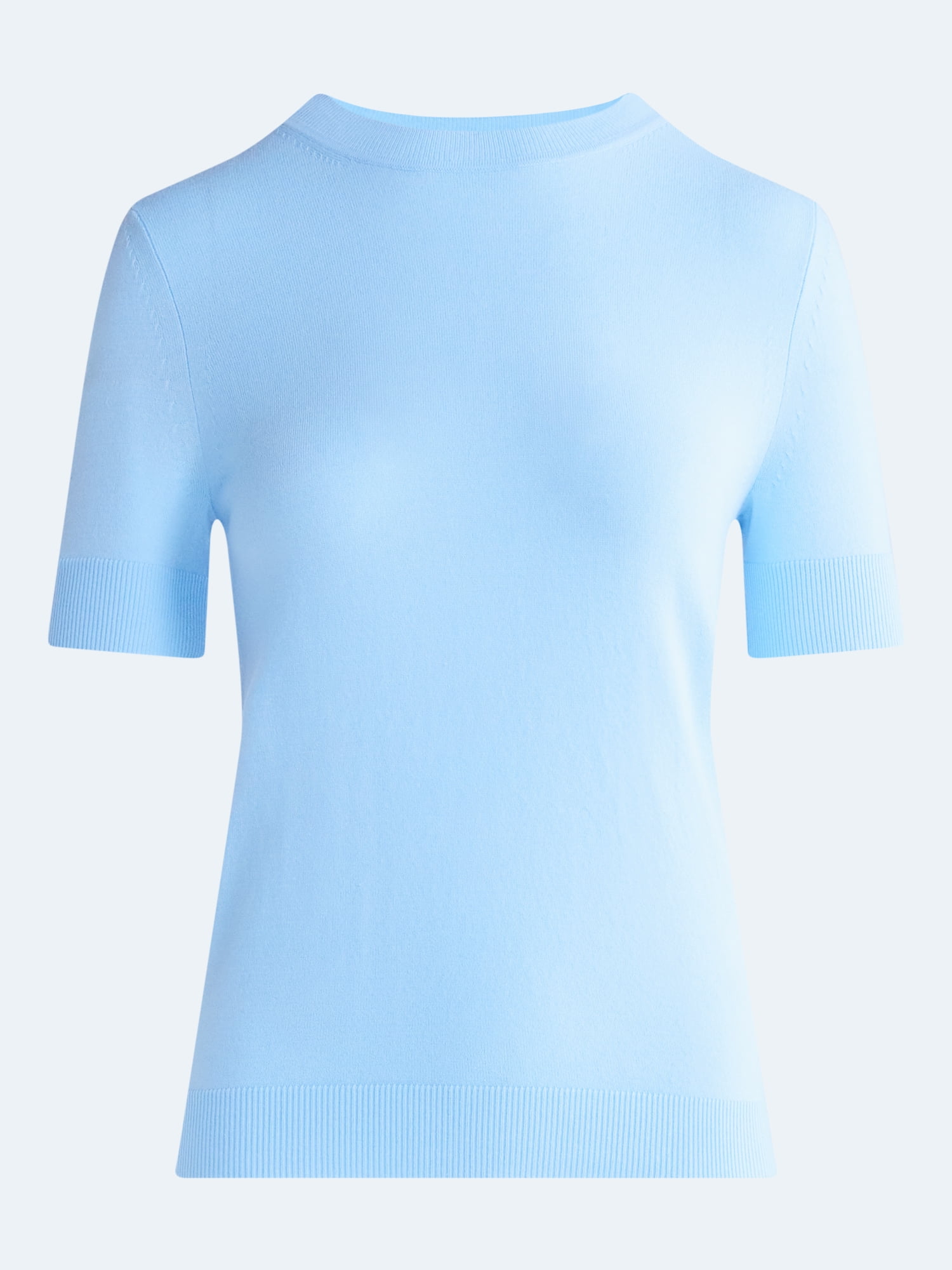 Free Assembly Women's and Women's Plus Cozy Yarn Sweater Tee with Short Sleeves, Sizes XS-4X