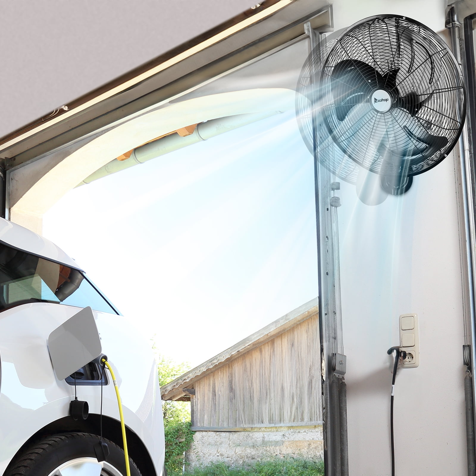 Ktaxon 18inch High Velocity Wall Mount Fan Oscillating,Industrial Fan with 3 Speed Ventilation,4592CFM Indoor Wall Fan