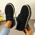 thumbnail image 2 of Fashionable Solid Color Women's Casual Round Toe LaceUp Loafers with Thick MidHeel, 2 of 9