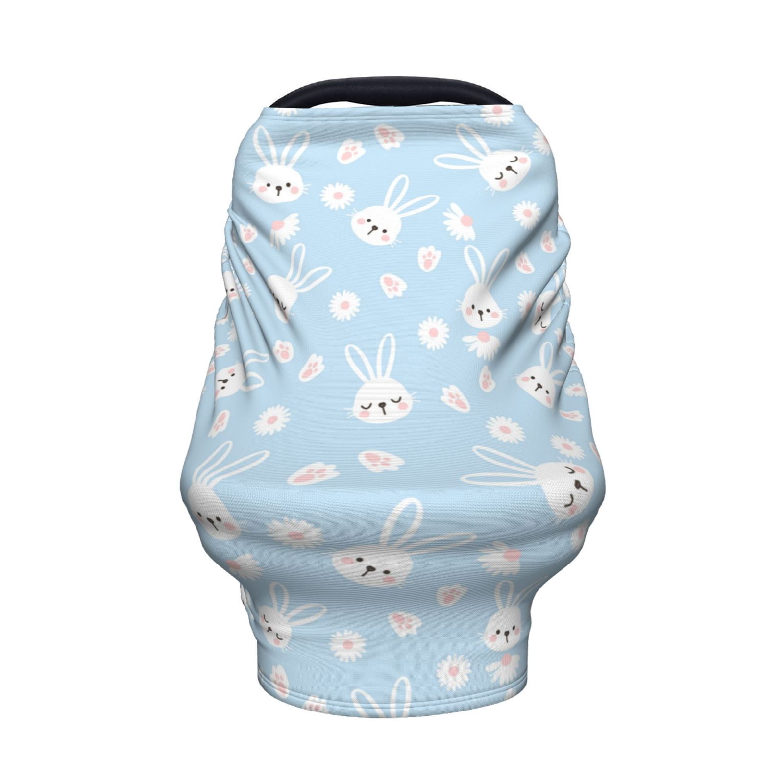 Fotbe Cute Bunny Pattern Car Seat Covers for Babies, Nursing Breastfeeding Cover Carseat Canopy, Soft Stretchy Carrier Cover