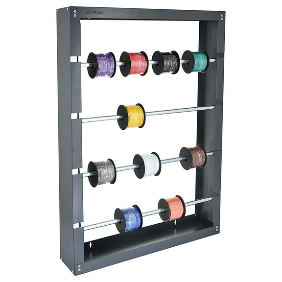 AdirPro Wire Spool Rack - Superior Strength Wire/Cable Dispenser - Conduit Display & Storage, Perfect for Electrical Industrial & Retail Use (4 Rods, Grey)