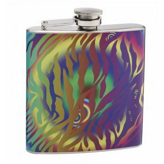 Unique Psychedelic Zebra Print 6oz Hip Flask