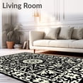thumbnail image 2 of ODIKA 8'x10' Machine Washable Non-Slip Area Rug, Interlocking Latticework with Vibrant Garden Inspired Details High Traffic Rug with Pad, Black, 545757, 2 of 8