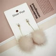 thumbnail image 7 of HOOUN SoftFur Ball Pompom Long Earrings Drop Dangle Earrings Women Ear Studs Jewel-ca_-White, 7 of 7