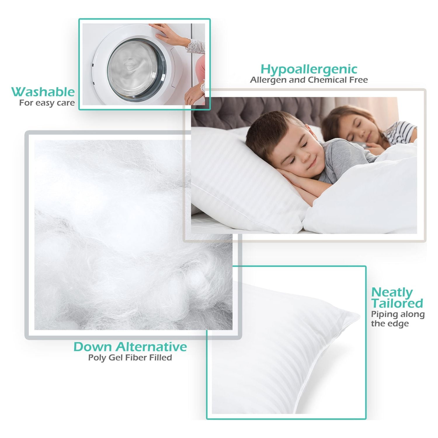 Nestl Queen Pillows for Bed 2 Pack, Down Alternative Cooling Gel Bed Pillows, 20" x 28"