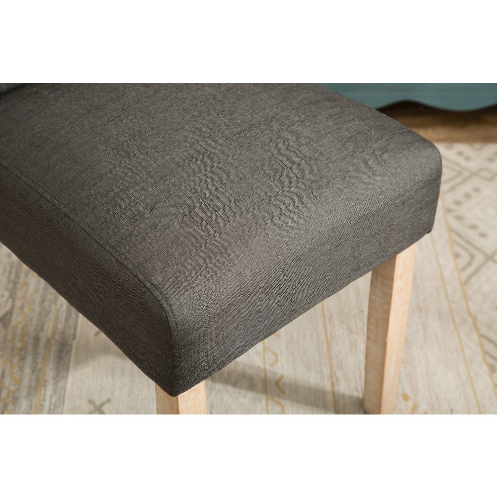 Roundhill Furniture Habit Solid Wood Tufted Parsons Charcoal Dining Chair, Set of 2