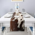 thumbnail image 3 of Linen Cow Print Table Runner 13x71 Inch Farmhouse Western White Brown Cowhide Runners Table Decorations Rustic Coffee Table Runner for Home Kitchen Dining Room, 3 of 6