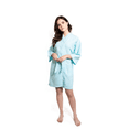 thumbnail image 2 of TowelSoft Women's Short Cotton Blend Waffle Kimono Caribbean Blue Bathrobe (One Size), 2 of 4