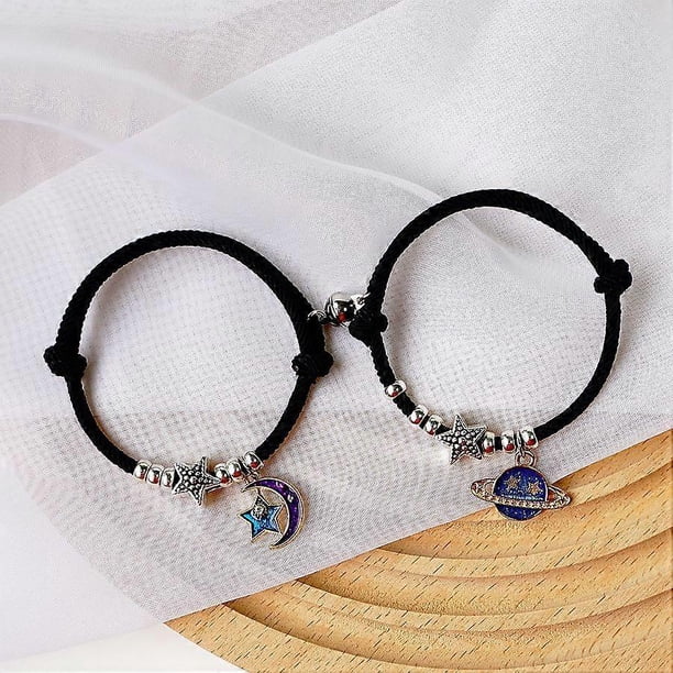 Nueva pulsera magnética sencilla de moda para parejas, para mujeres, hombres y amantes, con personalidad, astronauta, estrella, pulsera trenzada hecha a mano, joyería
