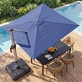 thumbnail image 2 of LAUSAINT HOME Outdoor Patio Umbrella with Base Included, 11 Feet Large Cantilever Windproof Offset Umbrella with 360-degree Rotation for Backyard, Pool, Lawn, Deck, Navy Blue, 2 of 9