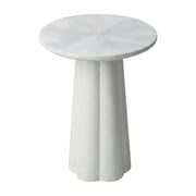 Trevo Round Side Table with Scallop Base, 14W, Whitewash