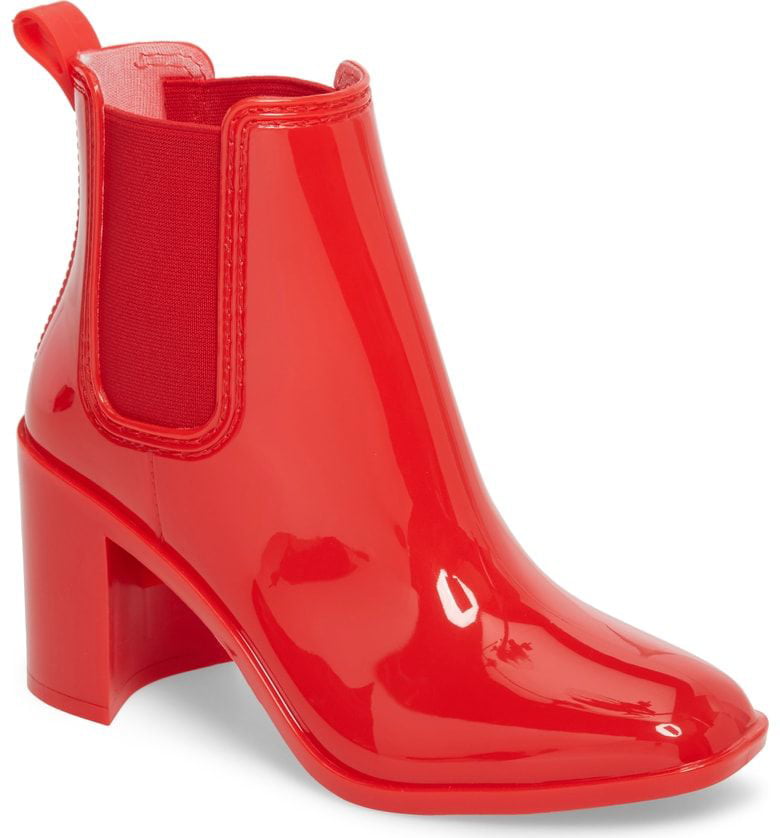 red shiny boots