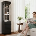 thumbnail image 4 of MEISSALIVVE Black Glass Display Cabinet, 3 - Tier Curio Cabinet with 7 - Color LED Lights, 70.87''H Display Case w/Storage Shelf for Collectibles, Trophies, 4 of 8