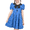 Blue, variant on Girls Dress Blue Floral Bow Tie Black Collar Short Sleeve Pleated Party 4 Years