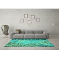 thumbnail image 3 of Ahgly Company Indoor Round Abstract Turquoise Blue Modern Area Rugs, 3' Round, 3 of 4