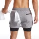 thumbnail image 2 of Xishao Shorts Hombre Deportivos 2 en 1 （2021 Actualización） Tela Secado Rápido Pantalones Cortos para Correr con Forro Licra de Bolsillo Incorporado Transpirable gris claro G gris claro G Xishao ropa, 2 of 2