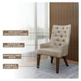 thumbnail image 2 of LeisureMod Dining Chair Upholstered in Leather Velvet with Diamond-Tufted High Back Design and Stained Rubberwood Legs for Modern Home and Kitchen Spruce Collection in Taupe, 2 of 11