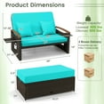 thumbnail image 3 of Costway Patio Rattan Daybed Set with Cushioned Loveseat & Storage Ottoman for Porch Turquoise + Mix Brown, 3 of 10