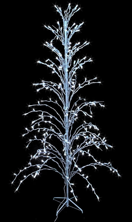 6' Polar White LED Lighted Christmas Cascade Twig Tree Outdoor Yard Art