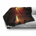 thumbnail image 3 of Nature Soft Flannel Fleece Throw Blanket, Sunset Horizon Skyline Reflection on the Sea Rural Fresh Dramatic View, Cozy Plush for Indoor and Outdoor Use, 60" x 80", Red Scarlet Vermilion, by Ambesonne, 3 of 6