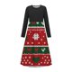thumbnail image 1 of Vestido de manga larga con cuello redondo para niña, estampado navideño, manga larga, cuello redondo, bolsillos, falda larga informal para adultos, vestido de poliéster para niña., 1 of 5