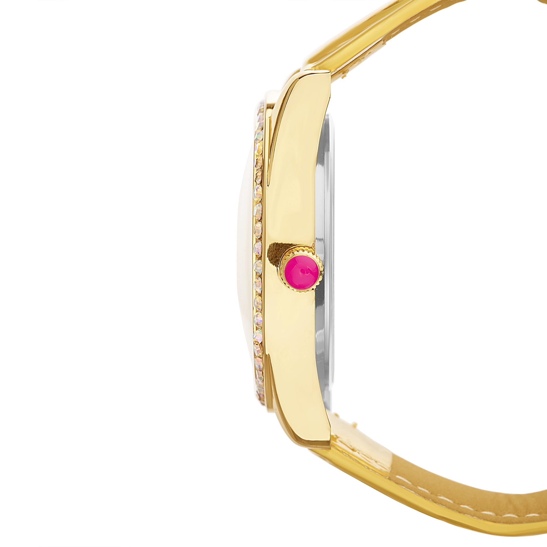 Luv Betsey Women's Sunray Dial with Goldtone Case and Gold Metallic Strap Watch with Rhinestones
