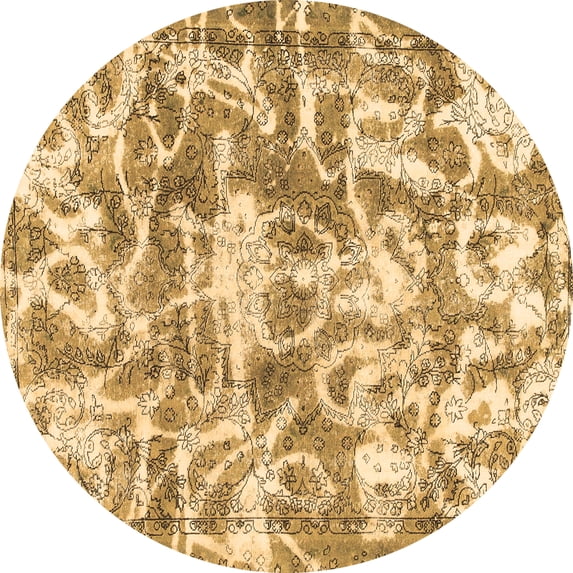 Ahgly Company Indoor Round Abstract Brown Modern Area Rugs, 5' Round