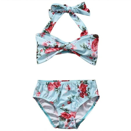 Floral Girls Kids Infant Bikini Set Swimwear Swimsuit Bathing Swimming Suit Costume 1-6Y