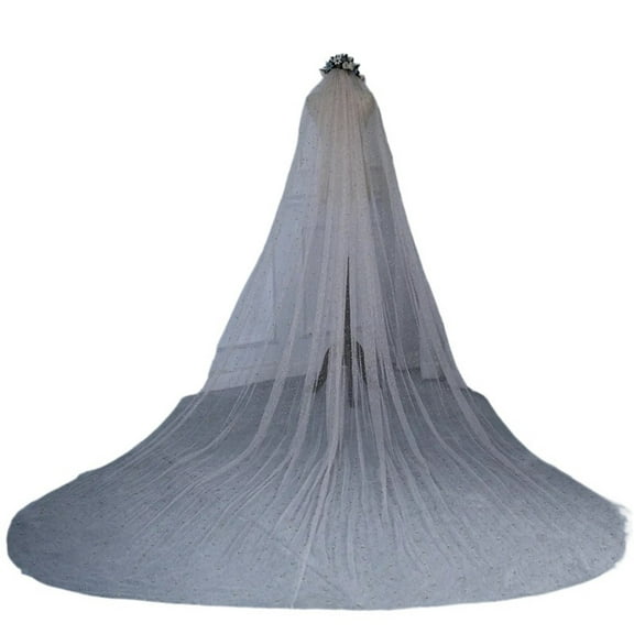Champagne Color Wedding Bridal Veils Fingertip Edge Single Tier With Comb Color The Bride Long Shine Veil