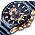 thumbnail image 1 of Reloj de negocios con correa de acero para hombre, reloj de cuarzo con calendario, luminoso, multifuncional, de seis pines, 1 of 5